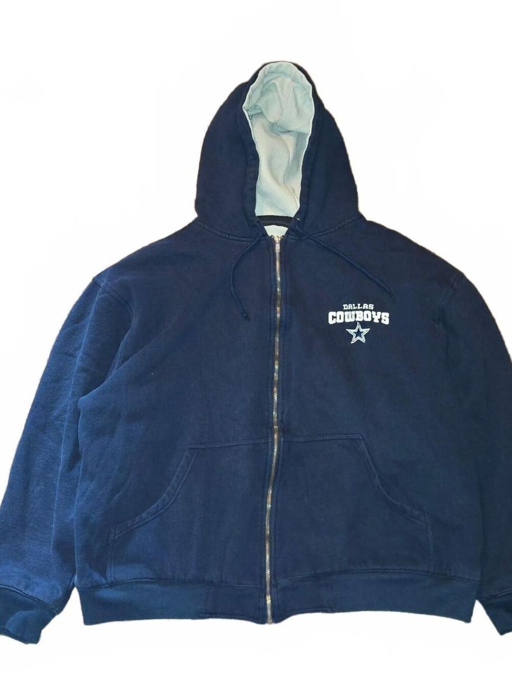 Y2k Dallas Cowboys Full Zip Sweatshirt Men's 2XL Embroidered thermal Blue Reebok